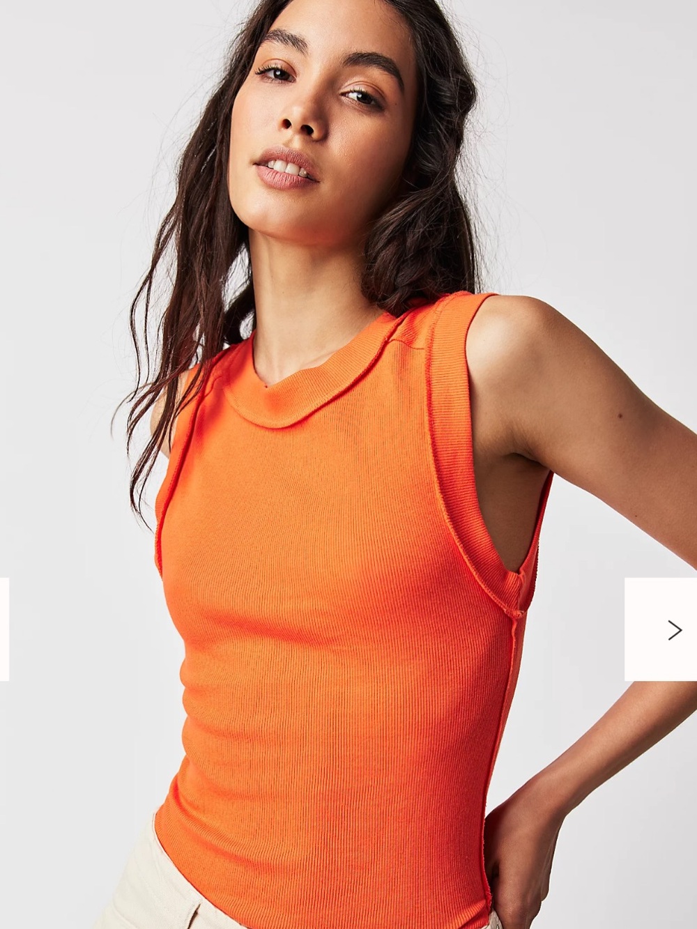 NWOT We The Free Kate Tank Sleeveless Ribbed Knit Tank Top - Orange
